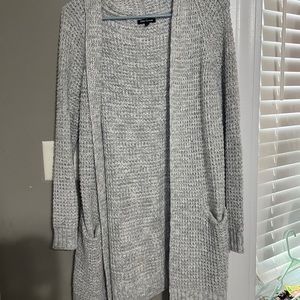 grey knit cardigan